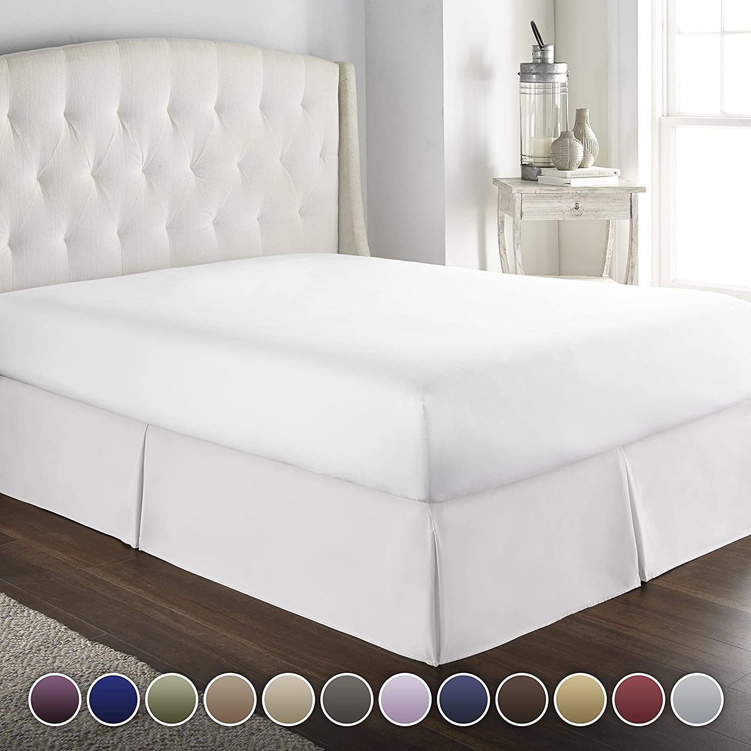 Manufacturer Wrinkle and Fade Resistant Dust Ruffle 14 Inch Deep Tailored Queen King Size Bed Skirt