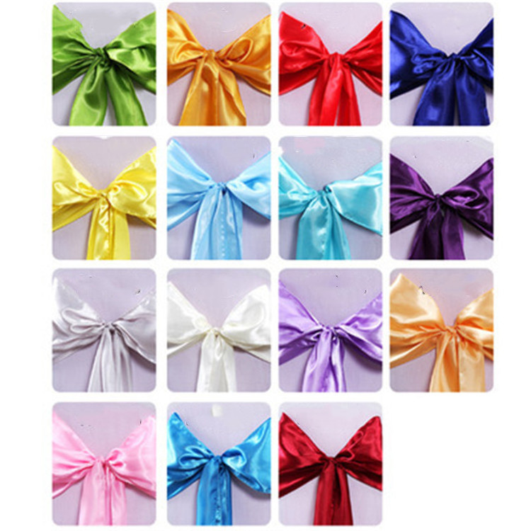 Factory direct colorful cheap satin chair sashes for wedding christmas chair sash