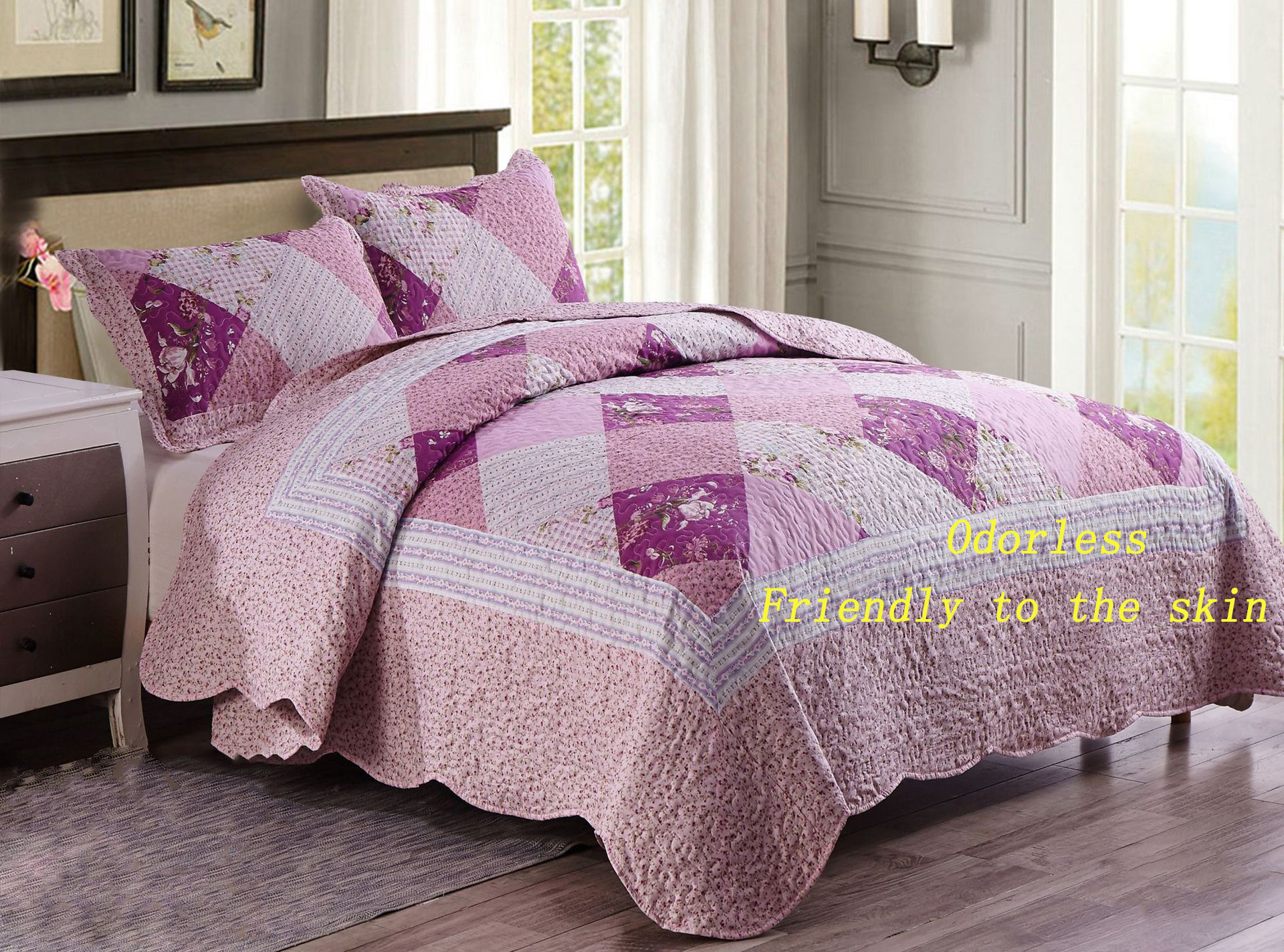 High quality colchas 3pc microfiber patchwork king size elegant embossed quilt bedding bedspread