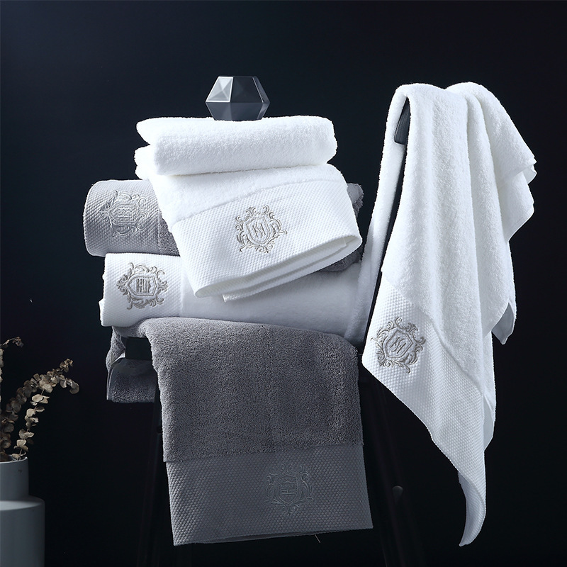 100% cotton Hotel Guest House soft absorbent luxury custom LOGO size bath towel bath towel sets