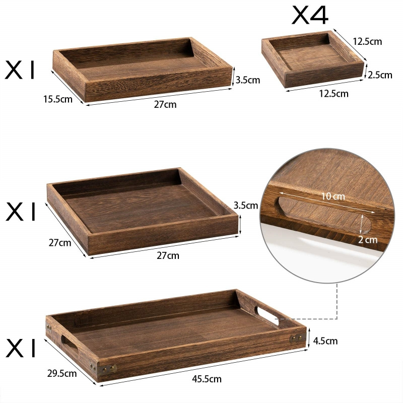 Acacia Wood Valet Tray for Men Wood Tray With Handles