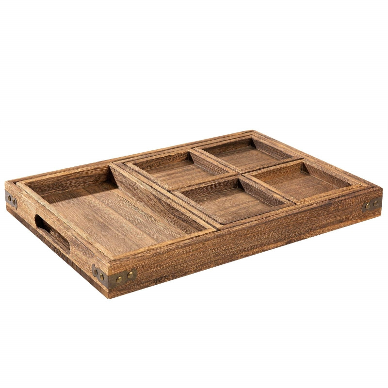 Acacia Wood Valet Tray for Men Wood Tray With Handles