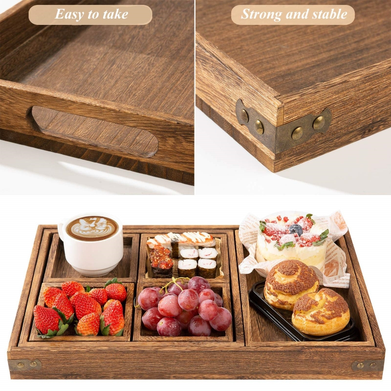 Acacia Wood Valet Tray for Men Wood Tray With Handles