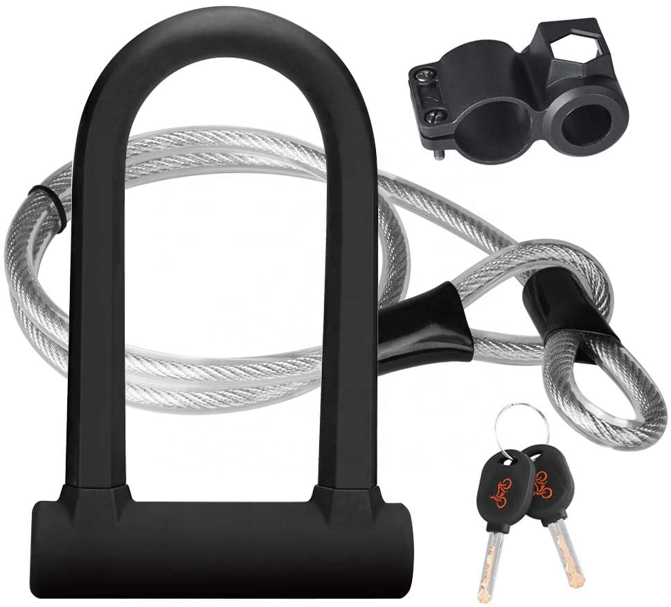 2021 New Anti theft Bicycle U Lock Cable Combination MTB Road Mountain Cycling Lock Steel Security Bike Locks