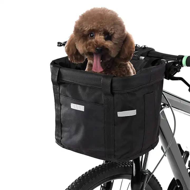 GFD Detachable Foldable Canvas Waterproof Bicycle Front Basket Bike Pet Baskets Carrier Travel Bag Bicycle Front Basket