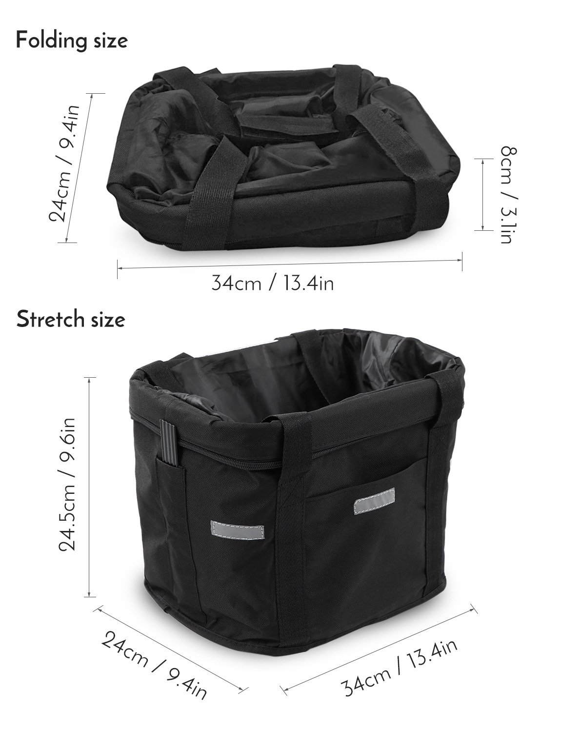 GFD Detachable Foldable Canvas Waterproof Bicycle Front Basket Bike Pet Baskets Carrier Travel Bag Bicycle Front Basket