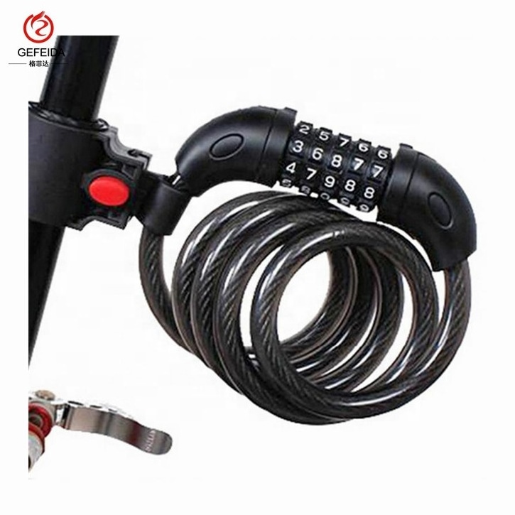 Security Portable 5-digit Combination Lock Core Steel Wire Bike Bicycle Lock