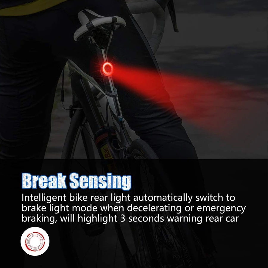 Smart Bicycle Tail Rear Light Auto Start Stop Brake IPX6 Waterproof USB Charge Cycling Tail Taillight Bike LED Lights