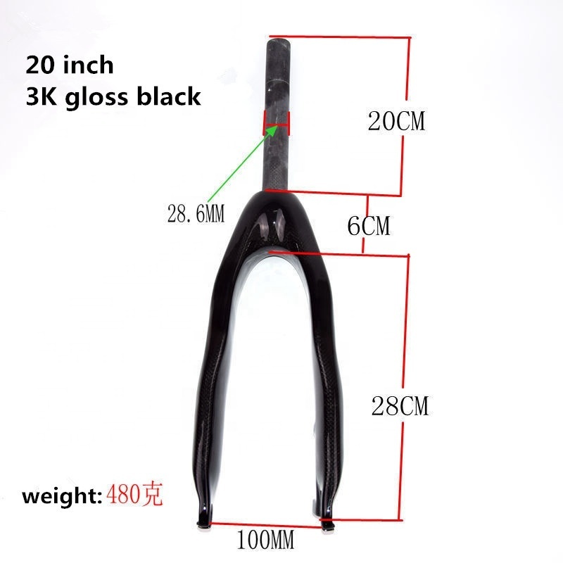 Wholesale 20/ 24 inch Carbon Fiber Bike Front Fork Rigid Fork for Disc Brake System