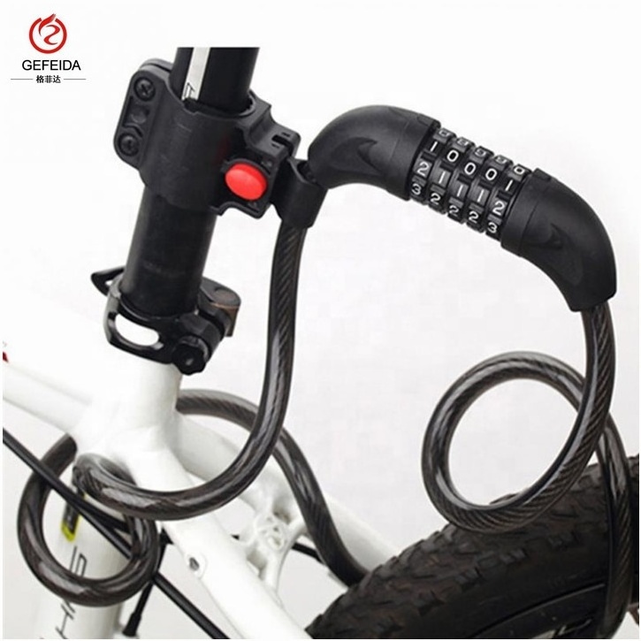 Security Portable 5-digit Combination Lock Core Steel Wire Bike Bicycle Lock