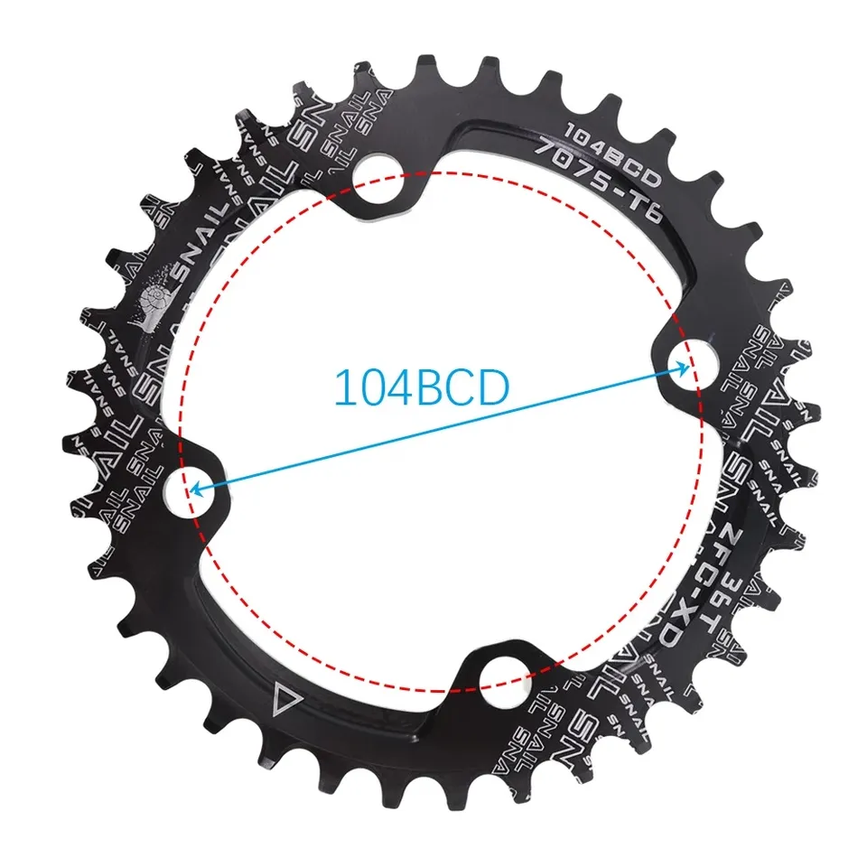 Snail 104BCD Round Narrow Wide Chainring Mountain Bike Single Speed Crankset Tooth Plate Parts 104 BCD 32t 34t 36t 38t 40t 42t