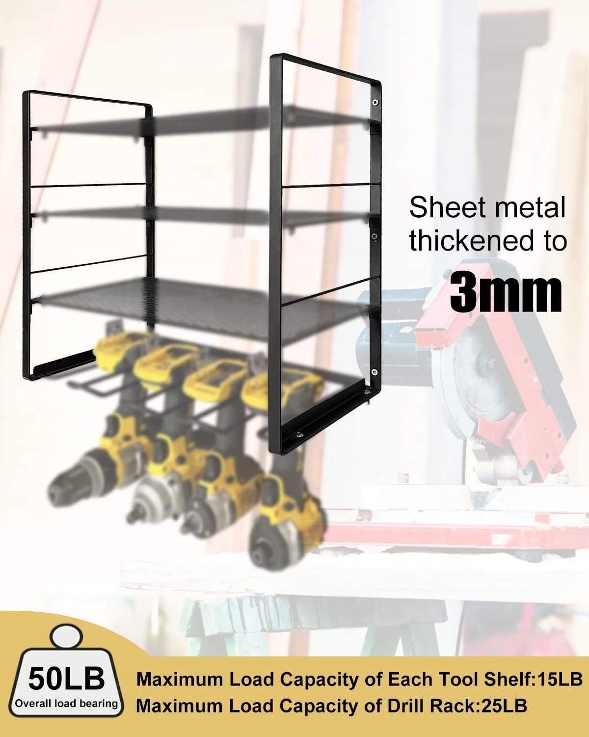 Drill Holder Wall Mount Heavy Duty Garage Tool Organizer Suitable Tool Rack for  Workshop Rack Power Tool Organizer,