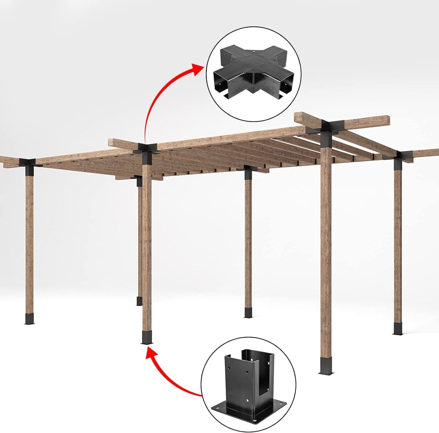 high quality Steel 5-Way Corner Bracket with 1 Flange Anchors Base Pergola Hardware Kits