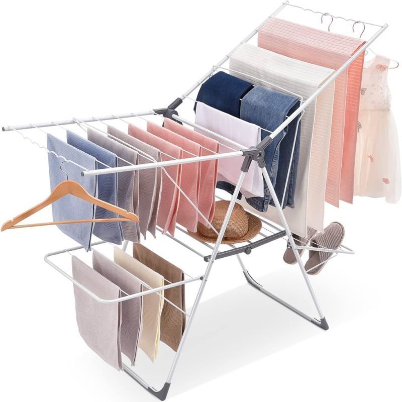 Clothes hanger floor collapsible balcony stainless steel clothes hanger household baby clothes hanger