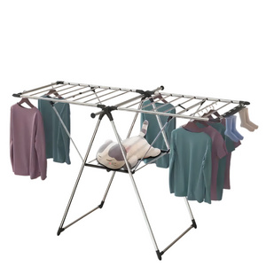 Clothes hanger floor collapsible balcony stainless steel clothes hanger household baby clothes hanger