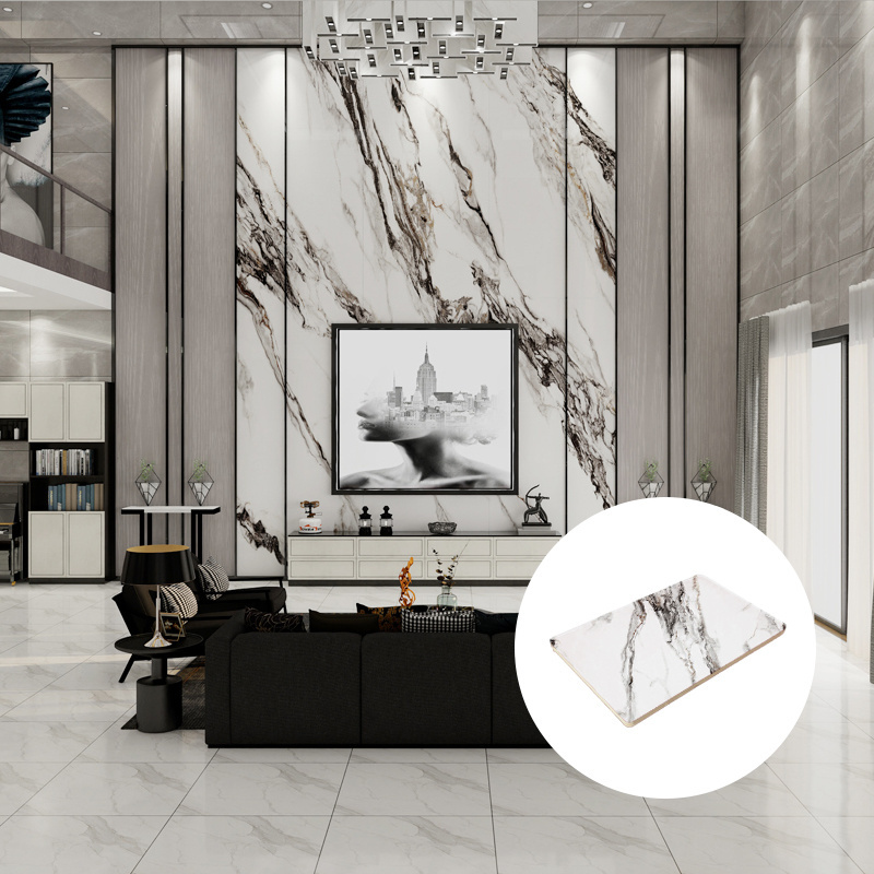 Modern High Glossy PVC Wall Panels Marble Look Eco-Friendly Soundproof Geometric Waterproof Hotel Living Room Use Wall Panels