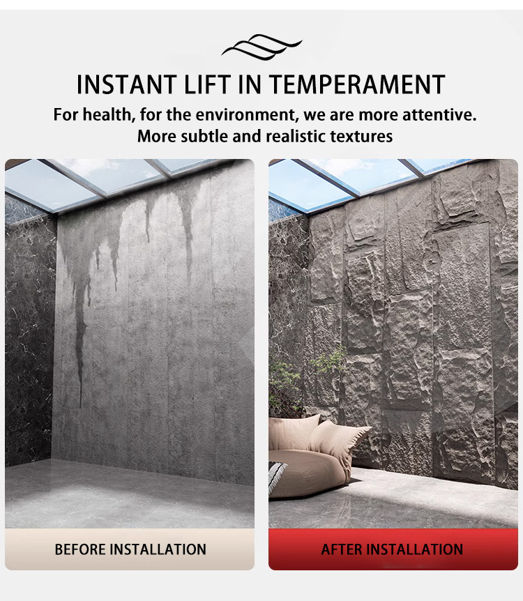 Hot Sale 3d Texture Stone For Exterior Artistic Pu Stone Cladding Faux ...