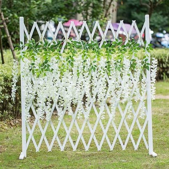 GM White Wisteria Hanging Flowers  12 Pack 3.6 Feet/Piece Artificial Fake Wisteria Vine Rattan Hanging Garland Silk Flowers