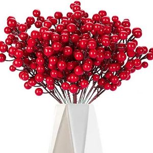 GM Christmas Red Berries Stems Artificial Xmas Berry Picks for Christmas Tree Ornaments Crafts Holiday Home Decor