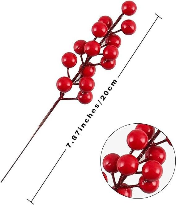 GM Christmas Red Berries Stems Artificial Xmas Berry Picks for Christmas Tree Ornaments Crafts Holiday Home Decor