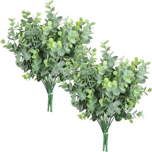 GM Eucalyptus Artificial Greenery Fake Dusty Frosted Eucalyptus Stems Branches for Bouquet Filler Hanging Planter Table Decor