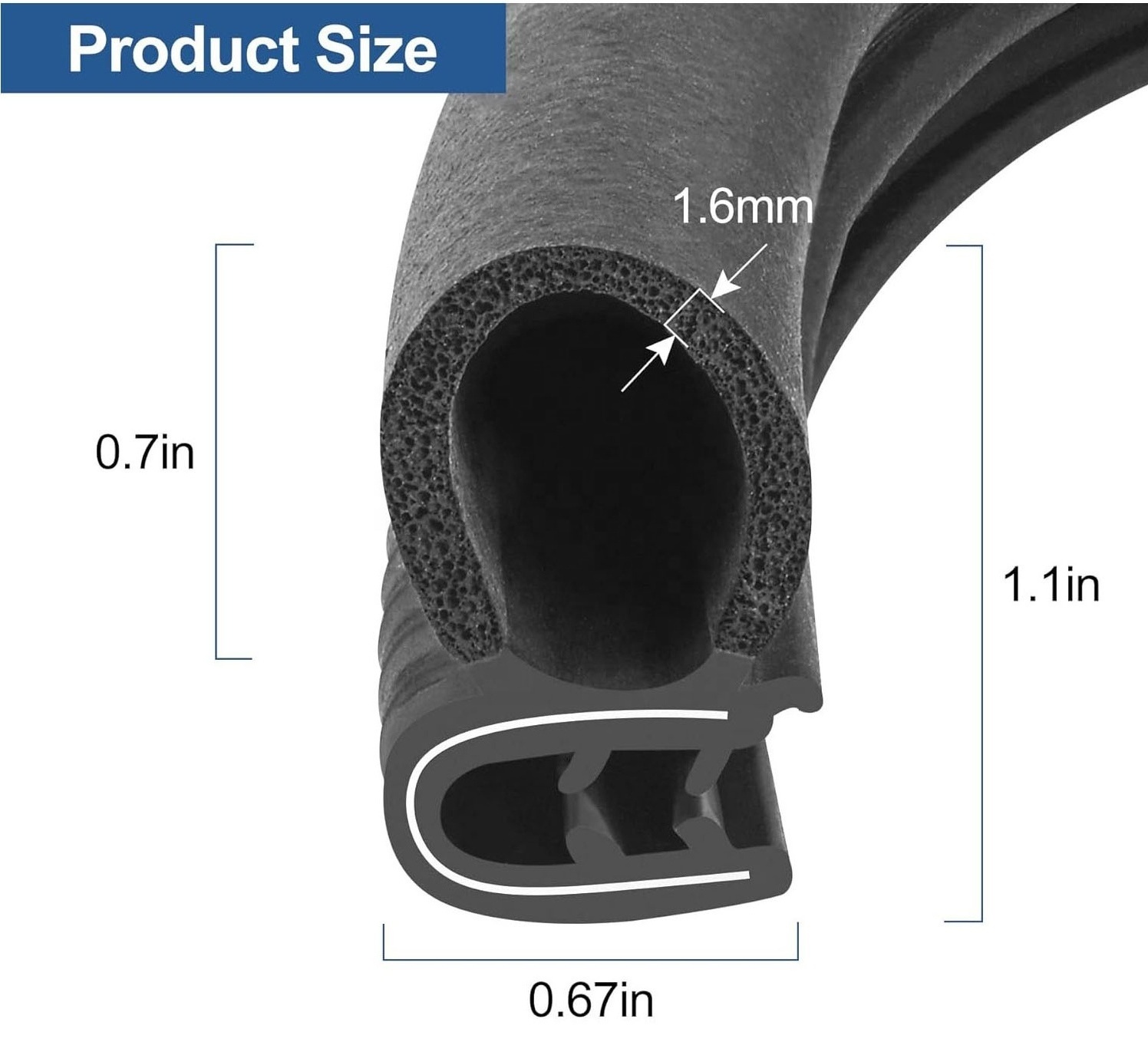 Car Door U-Shaped Automotive Weather Stripping Rubber Seal with Metal Clips Universal Car Edge Guards Fits Car Truck Boat RV