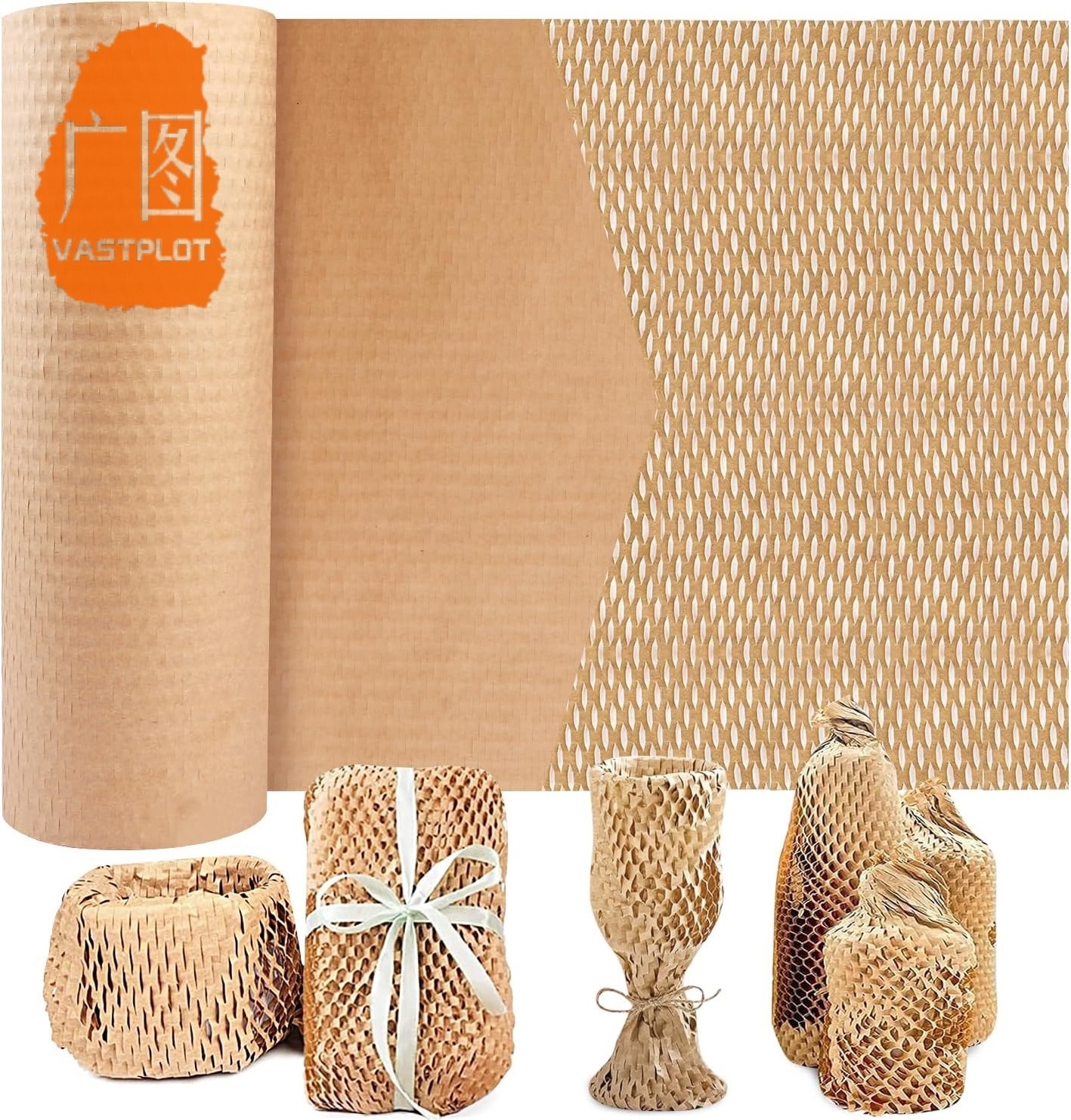 Guangtu 50cm honeycomb kraft paper sheet packaging cushion paper sheet for wrapping glass cosmetics wine material