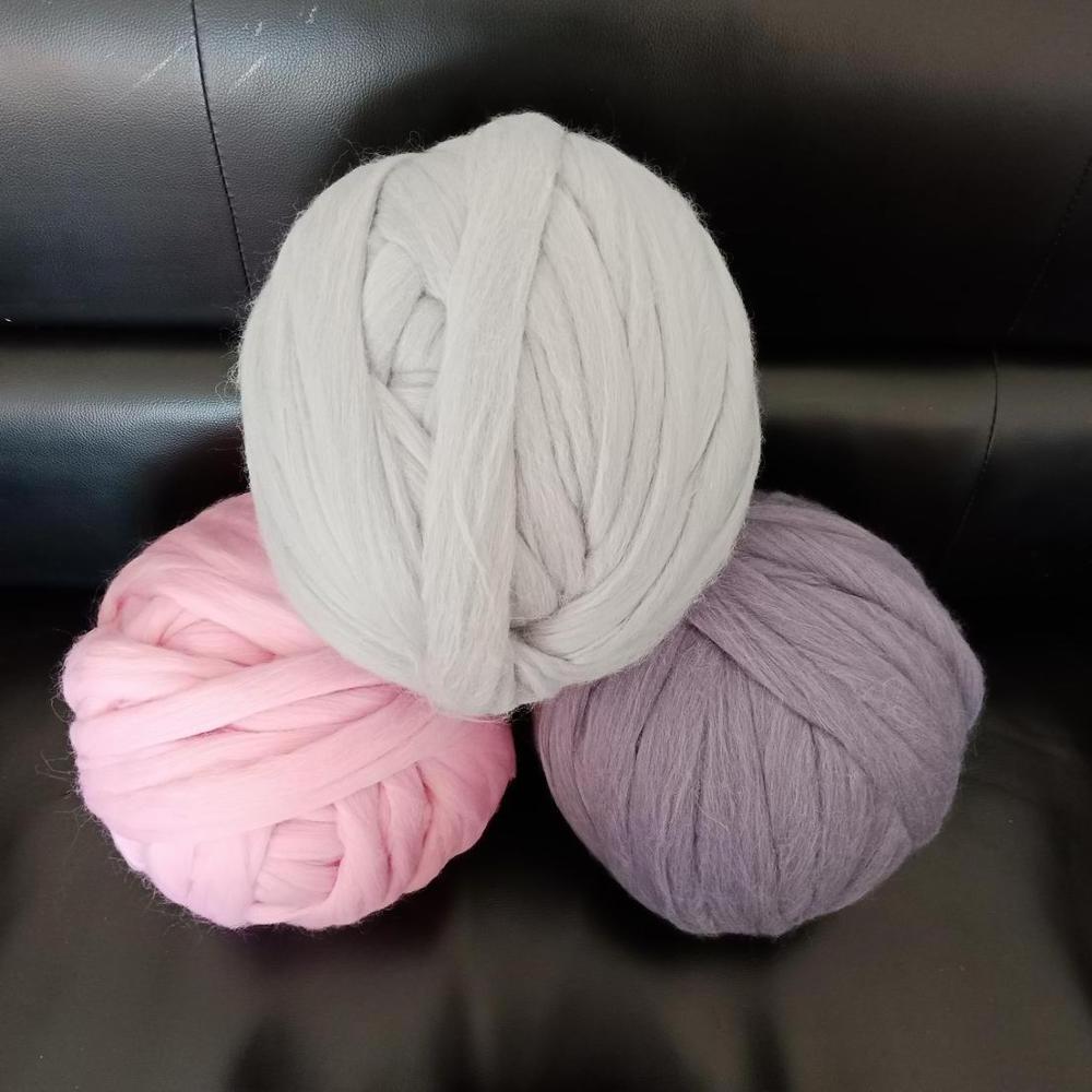 66s Cheap wholesale fancy super chunky giant merino thick fabric felt 100% undyed hand knitting wool roving yarn in 100 color