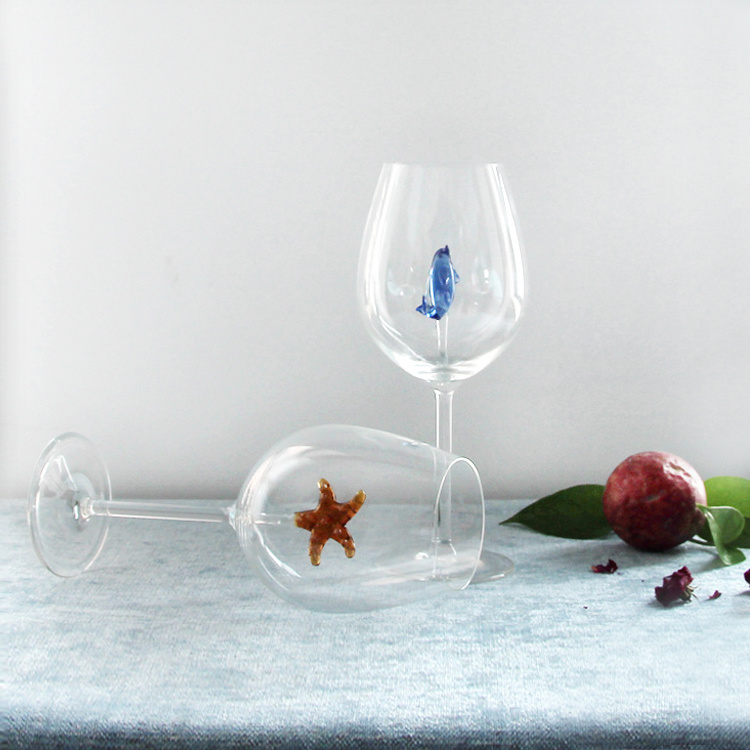 Wholesale 640ml starfish pattern clear Lead Free red Wine Glass goblet