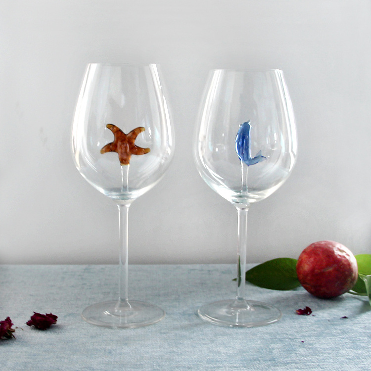 Wholesale 640ml starfish pattern clear Lead Free red Wine Glass goblet