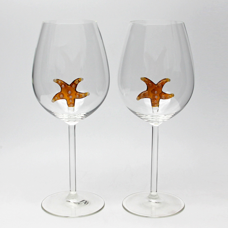 Wholesale 640ml starfish pattern clear Lead Free red Wine Glass goblet