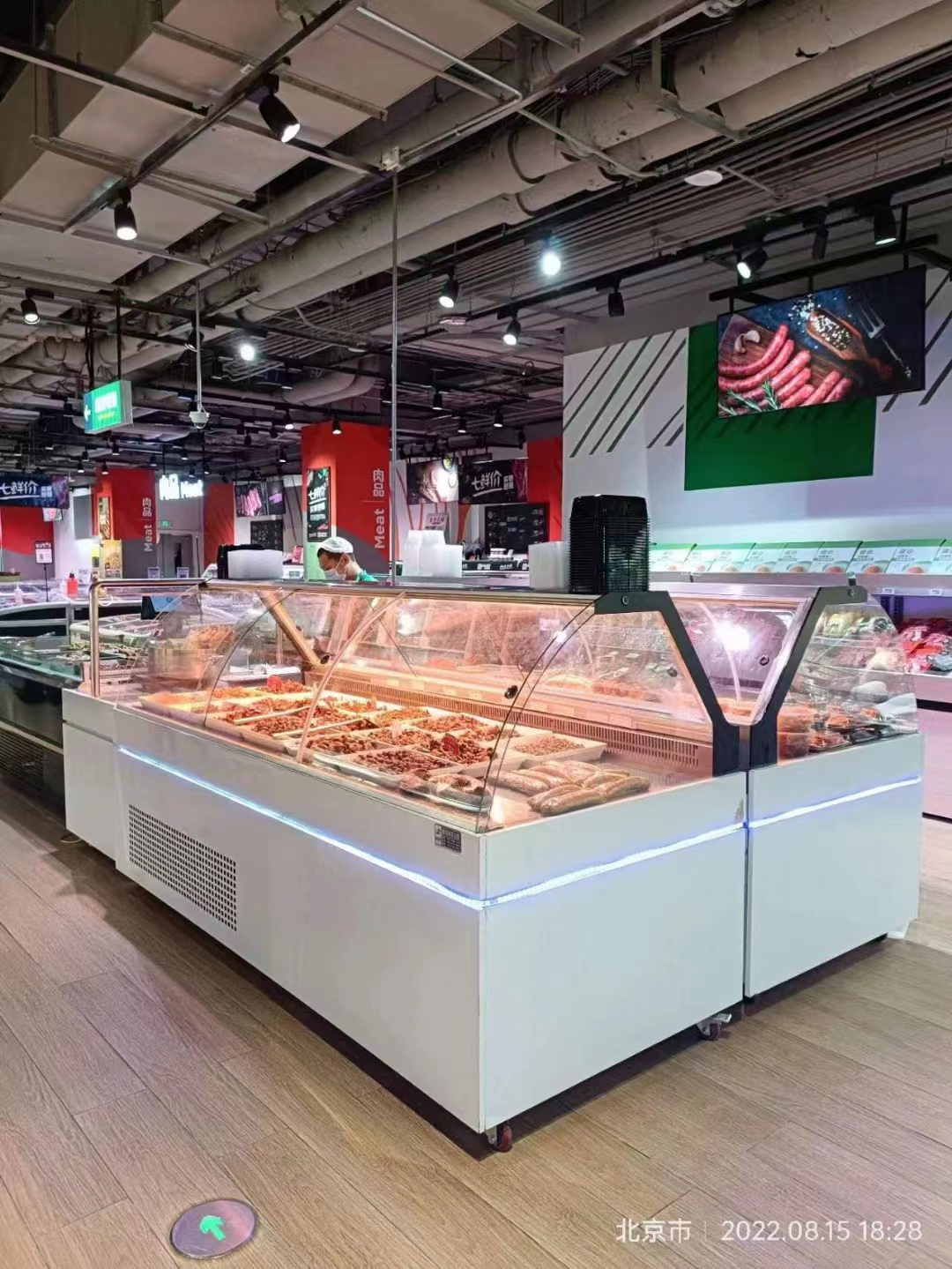 fresh meat showcase chiller/commercial deli display refrigerator butcher fresh fish service counter