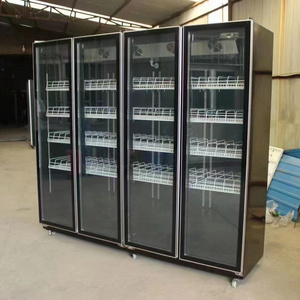 4 Doors Commercial Cooler Upright Cold Drinks Cabinet Supermarket Grocery Store Beverage Bottle Cooler Glass Door Fridge