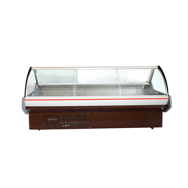 Custom Supermarket Deli Open Case Meat Cooler Display Case Customized Brown Painting Steel Sliding Display Glass Door R290 1year