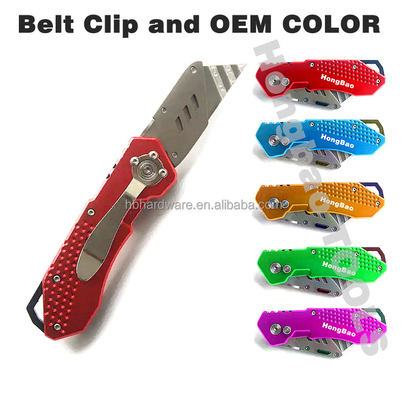 Foldable Utility Knife Folding Carpet Knife Metal Extra Sharp Folding Knife with Belt Clip Paper Cutter for Wallpaper Cardboard