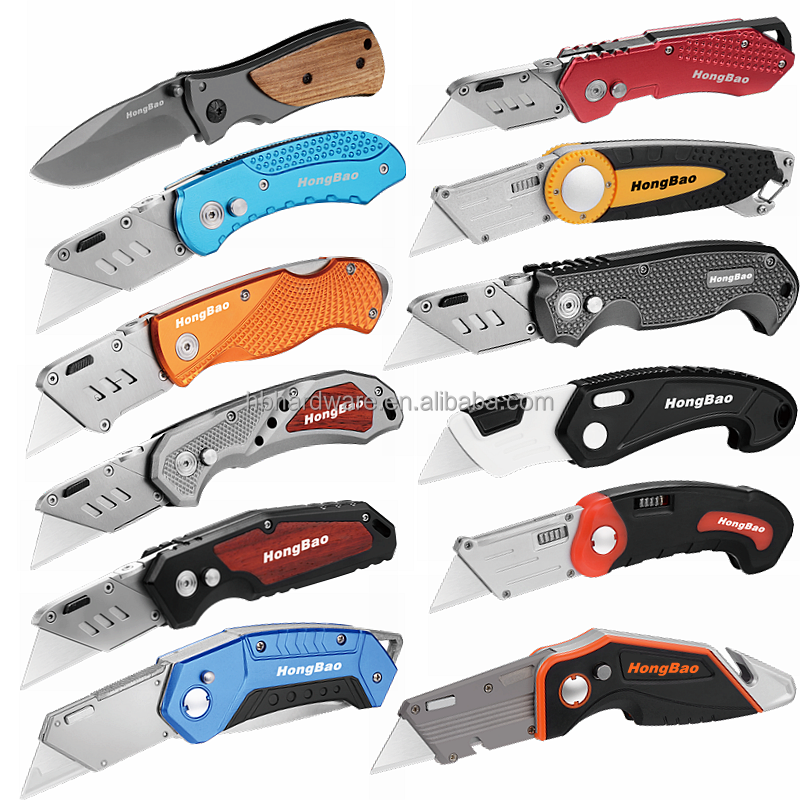 Foldable Utility Knife Folding Carpet Knife Metal Extra Sharp Folding Knife with Belt Clip Paper Cutter for Wallpaper Cardboard