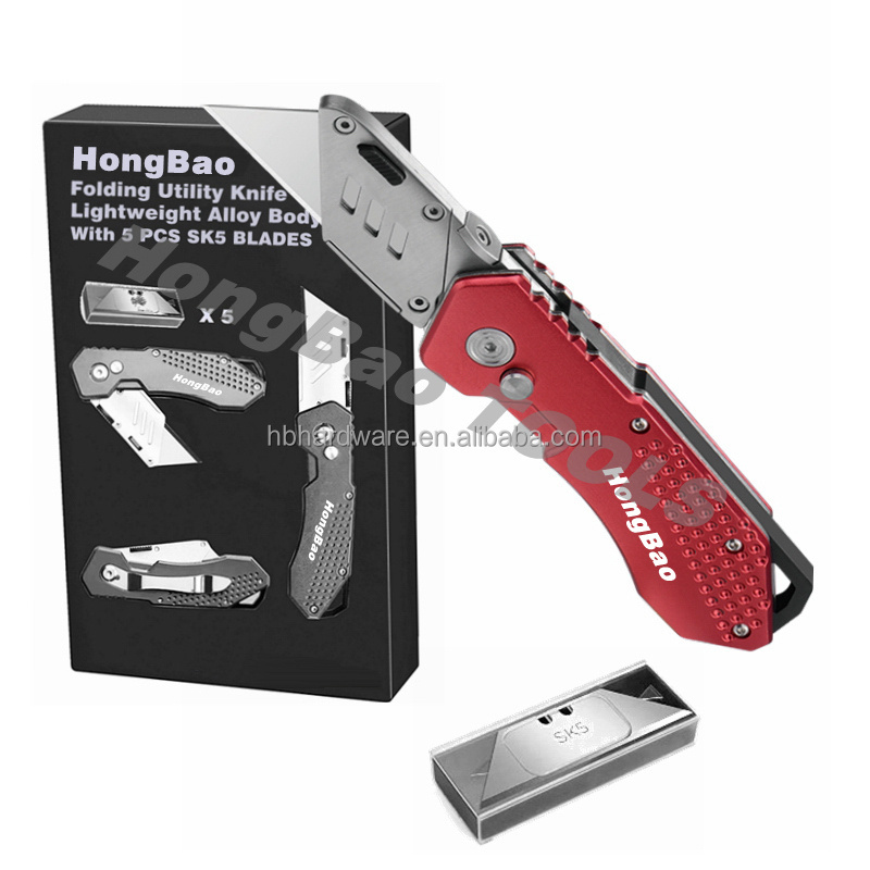 Foldable Utility Knife Folding Carpet Knife Metal Extra Sharp Folding Knife with Belt Clip Paper Cutter for Wallpaper Cardboard