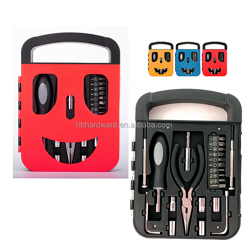 56 Piece Gift Promotional Travel Case Box Precision Screwdriver Hammer Knife Pliers Suitcase Boot Tools Set Basic Mini Tool Kit