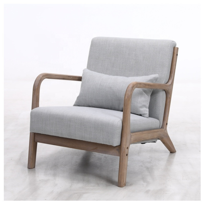 Modern Simple Design Natural Oak Wooden Lounge Chairs Relaxing Chair Modern Indoor comfortable wooden frame armchair