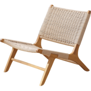 2022 Nordic ash beach chair solid wood woven rope chair saddle leather net red chair handmade