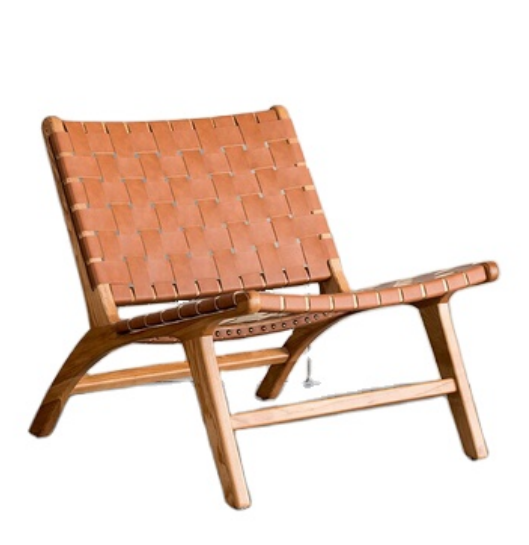 2022 Nordic ash beach chair solid wood woven rope chair saddle leather net red chair handmade