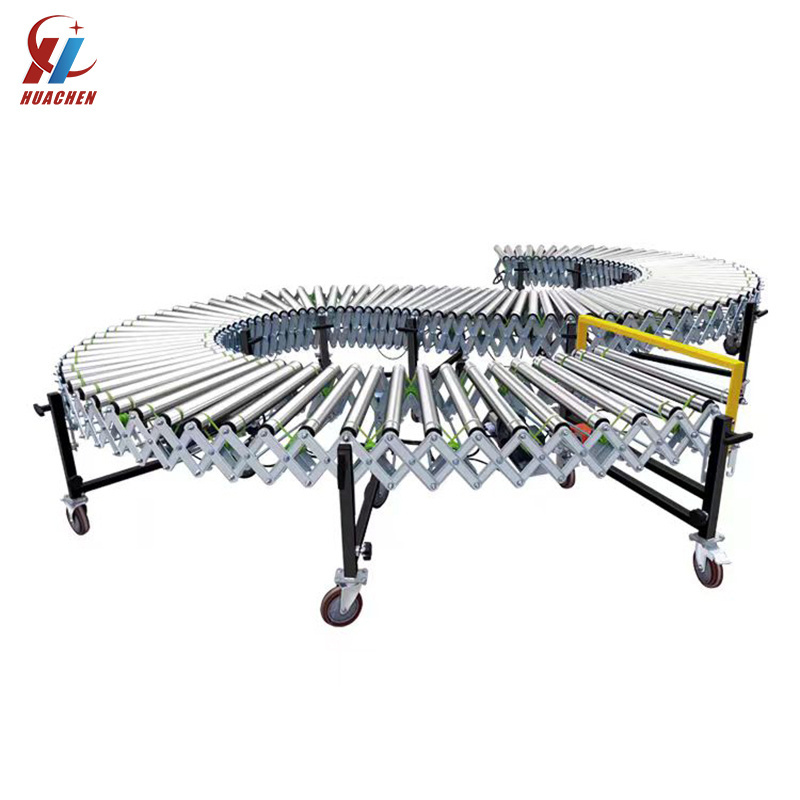 Manual Gravity Flexible Expandable Roller Conveyor Transportation Systems Stainless Steel Roller Belt truck unloading