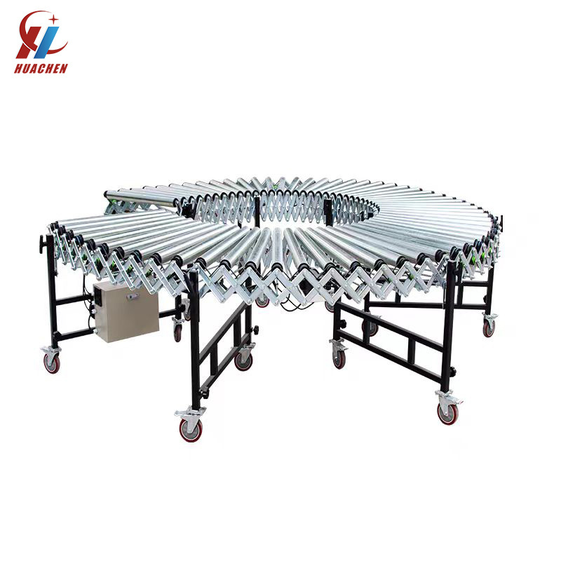 Manual Gravity Flexible Expandable Roller Conveyor Transportation Systems Stainless Steel Roller Belt truck unloading