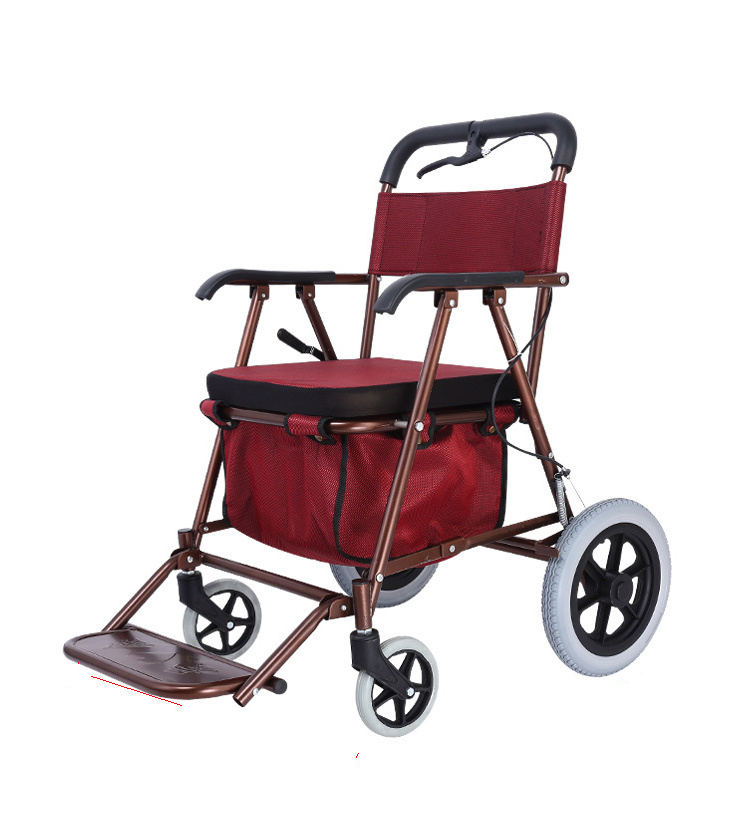 Wholesale the Elderly Folding Shopping Cart Walker Seat Rollator Trolley Walker with Shopping Basket