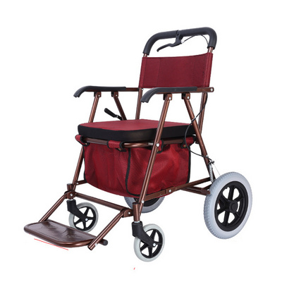 Wholesale the Elderly Folding Shopping Cart Walker Seat Rollator Trolley Walker with Shopping Basket