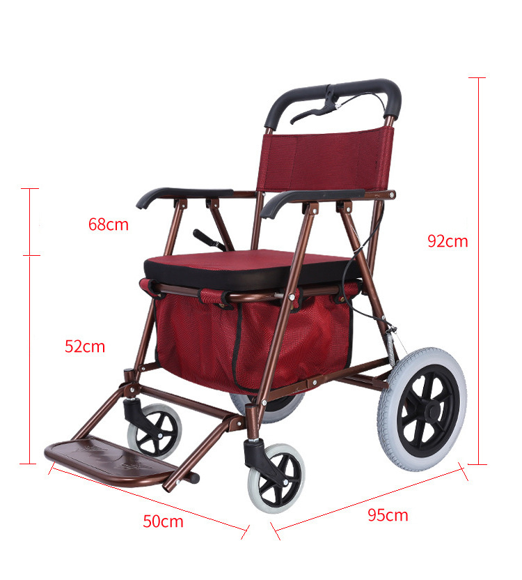 Wholesale the Elderly Folding Shopping Cart Walker Seat Rollator Trolley Walker with Shopping Basket