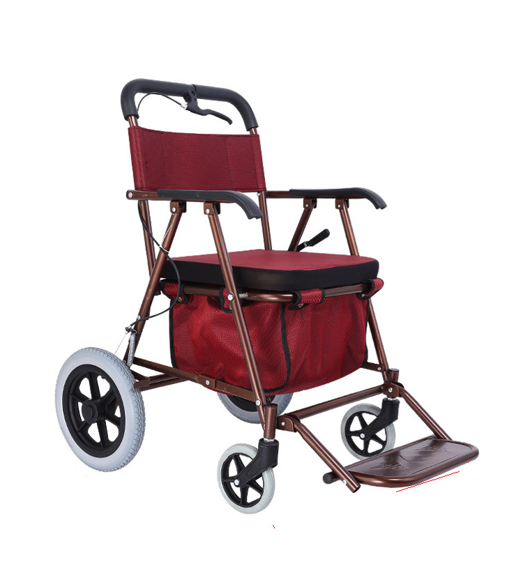 Wholesale the Elderly Folding Shopping Cart Walker Seat Rollator Trolley Walker with Shopping Basket