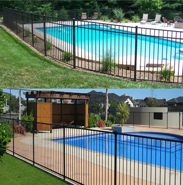 Heavy Duty Security Powder Coated 6ft x 8ft Flat Top Metal Steel Fence for Pool