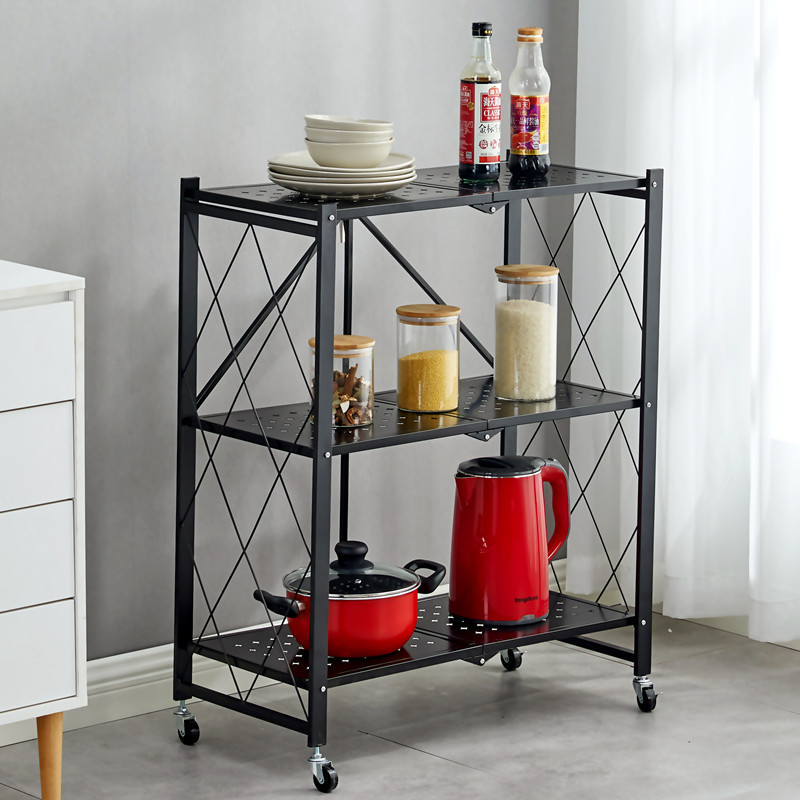 Folding Metal storage shelf/3 Tier storage shelving/Free installation storage rack