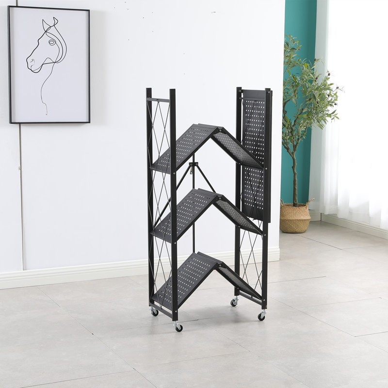 Folding Metal storage shelf/3 Tier storage shelving/Free installation storage rack